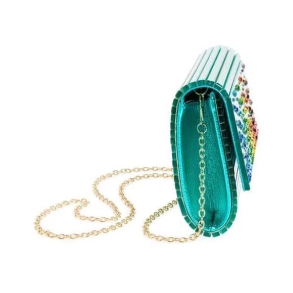 Kurt Geiger Women's Blue Party Glitter Envelope Clutch - Picture 5 of 8